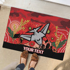 Custom Essendon Football ANZAC Rubber Doormat Gallipoli Camouflage With Poppies