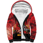 Custom Essendon Football ANZAC Sherpa Hoodie Gallipoli Camouflage With Poppies