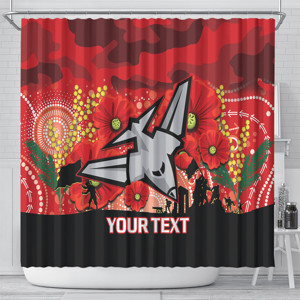 Custom Essendon Football ANZAC Shower Curtain Gallipoli Camouflage With Poppies