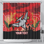 Custom Essendon Football ANZAC Shower Curtain Gallipoli Camouflage With Poppies
