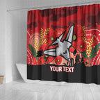 Custom Essendon Football ANZAC Shower Curtain Gallipoli Camouflage With Poppies