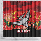 Custom Essendon Football ANZAC Shower Curtain Gallipoli Camouflage With Poppies