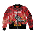 Custom Essendon Football ANZAC Sleeve Zip Bomber Jacket Gallipoli Camouflage With Poppies