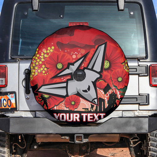 Custom Essendon Football ANZAC Spare Tire Cover Gallipoli Camouflage With Poppies