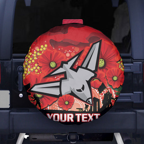 Custom Essendon Football ANZAC Spare Tire Cover Gallipoli Camouflage With Poppies