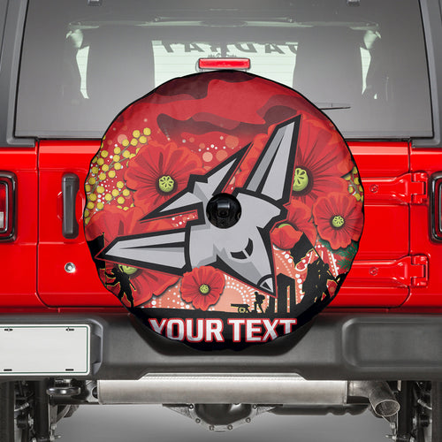 Custom Essendon Football ANZAC Spare Tire Cover Gallipoli Camouflage With Poppies