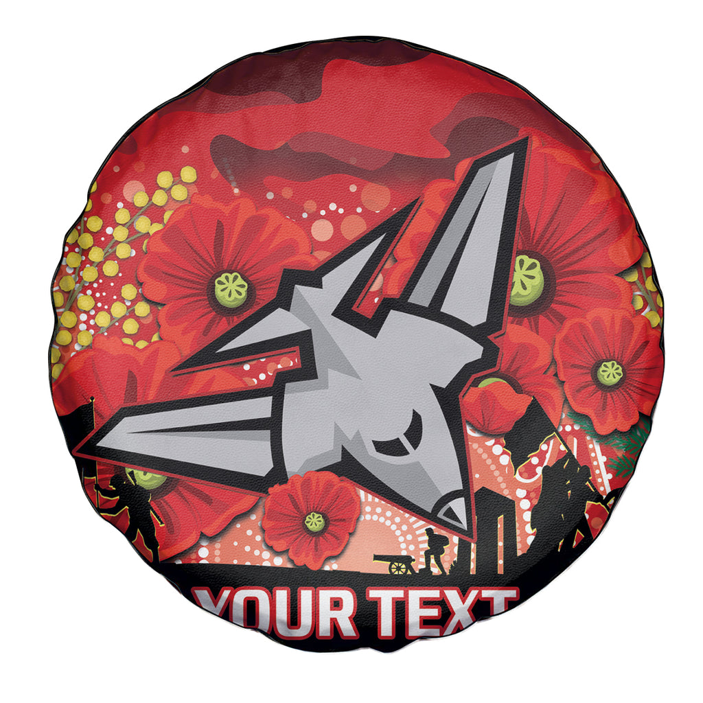 Custom Essendon Football ANZAC Spare Tire Cover Gallipoli Camouflage With Poppies