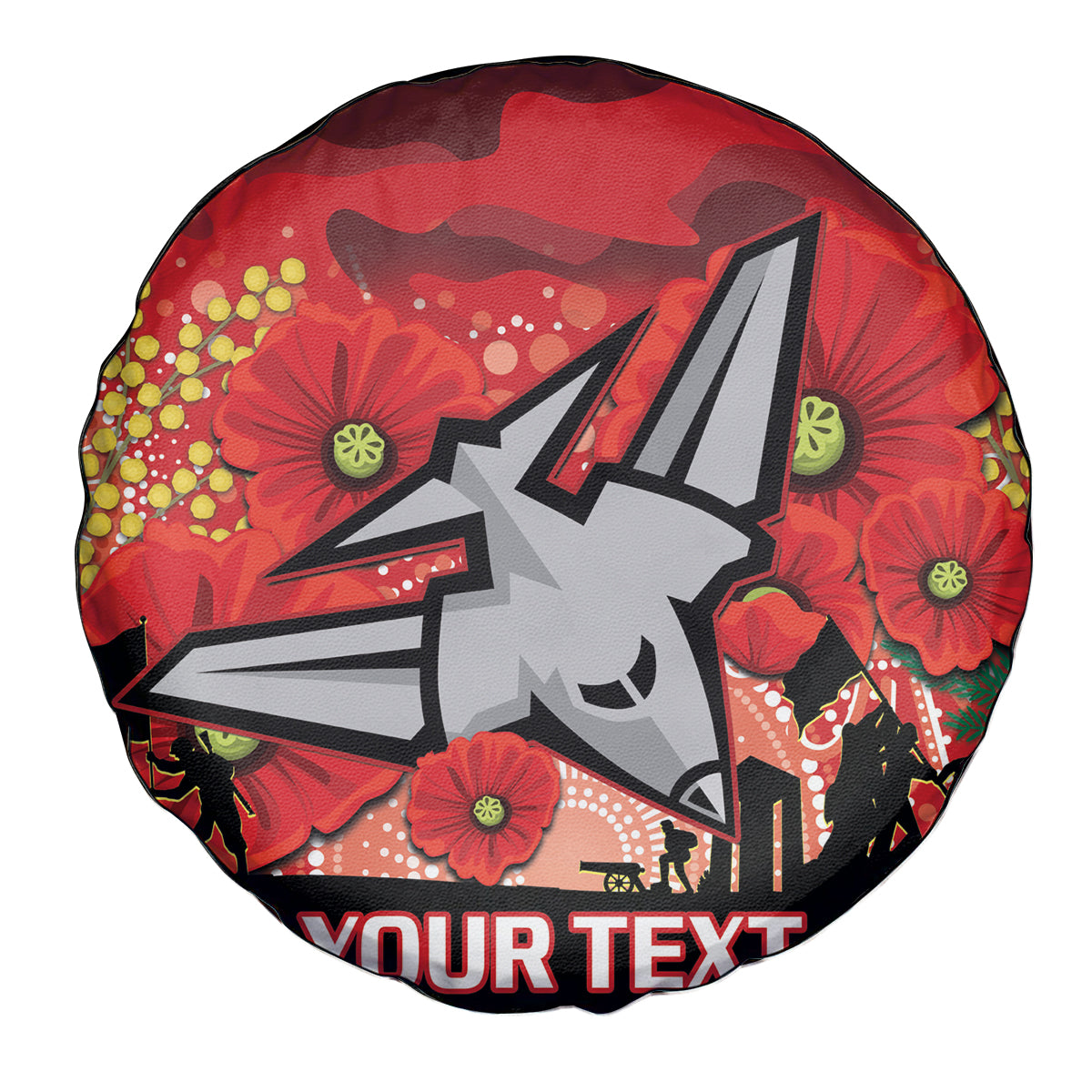 Custom Essendon Football ANZAC Spare Tire Cover Gallipoli Camouflage With Poppies