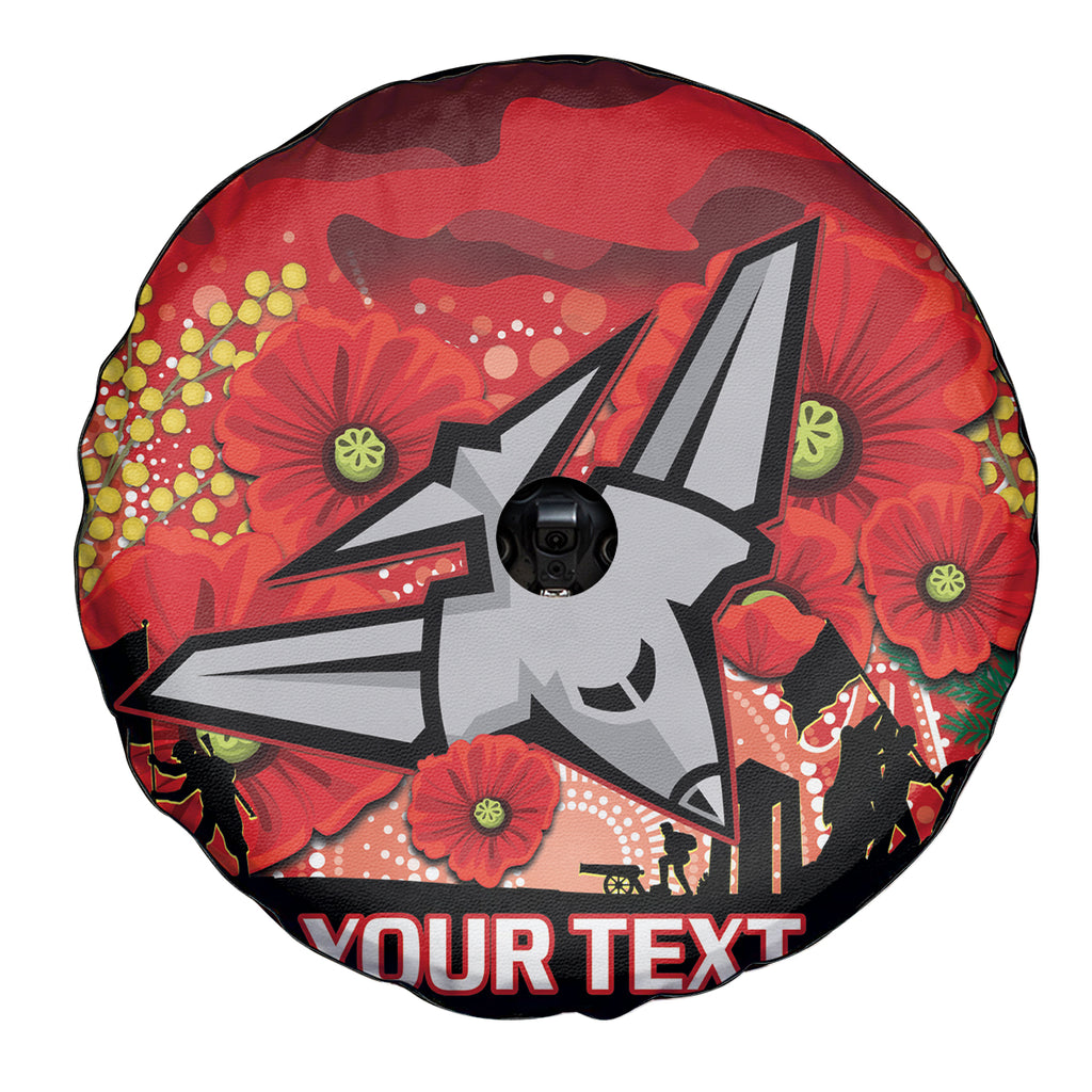 Custom Essendon Football ANZAC Spare Tire Cover Gallipoli Camouflage With Poppies
