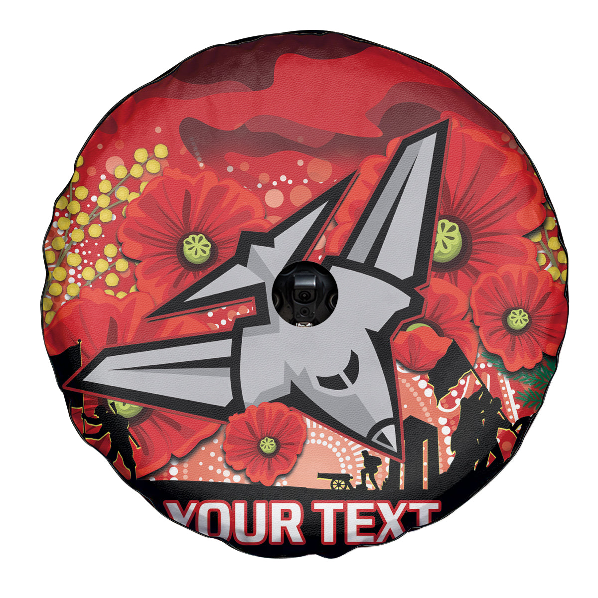 Custom Essendon Football ANZAC Spare Tire Cover Gallipoli Camouflage With Poppies