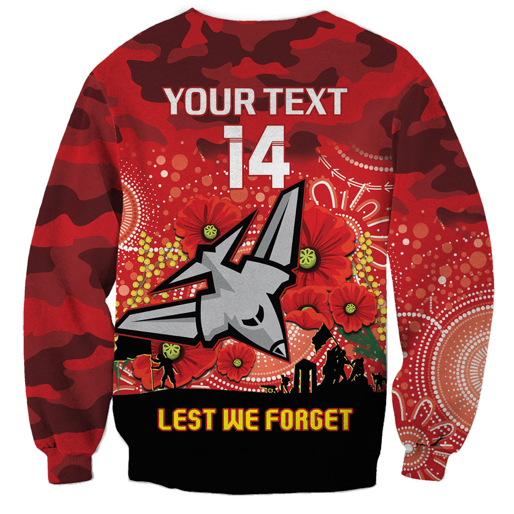 Custom Essendon Football ANZAC Sweatshirt Gallipoli Camouflage With Poppies