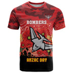 Custom Essendon Football ANZAC T Shirt Gallipoli Camouflage With Poppies