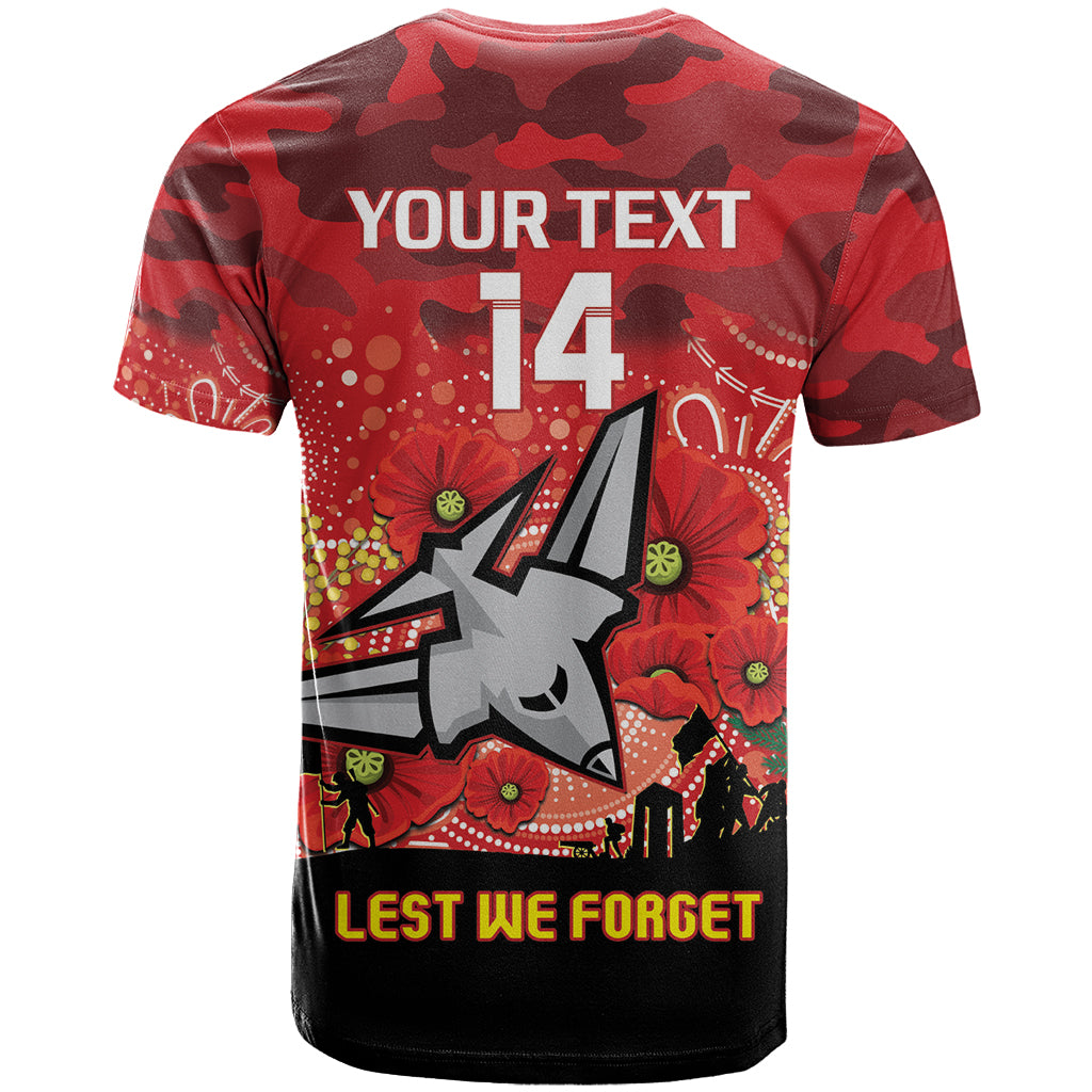 Custom Essendon Football ANZAC T Shirt Gallipoli Camouflage With Poppies
