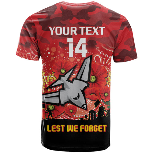 Custom Essendon Football ANZAC T Shirt Gallipoli Camouflage With Poppies