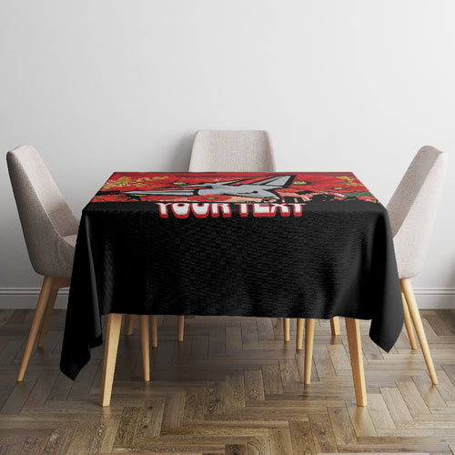 Custom Essendon Football ANZAC Tablecloth Gallipoli Camouflage With Poppies