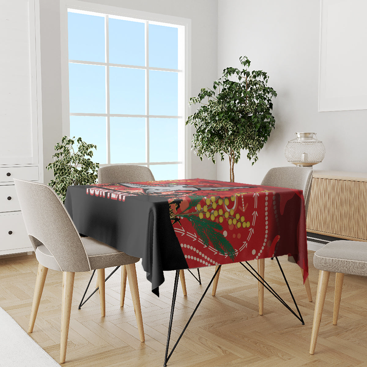 Custom Essendon Football ANZAC Tablecloth Gallipoli Camouflage With Poppies