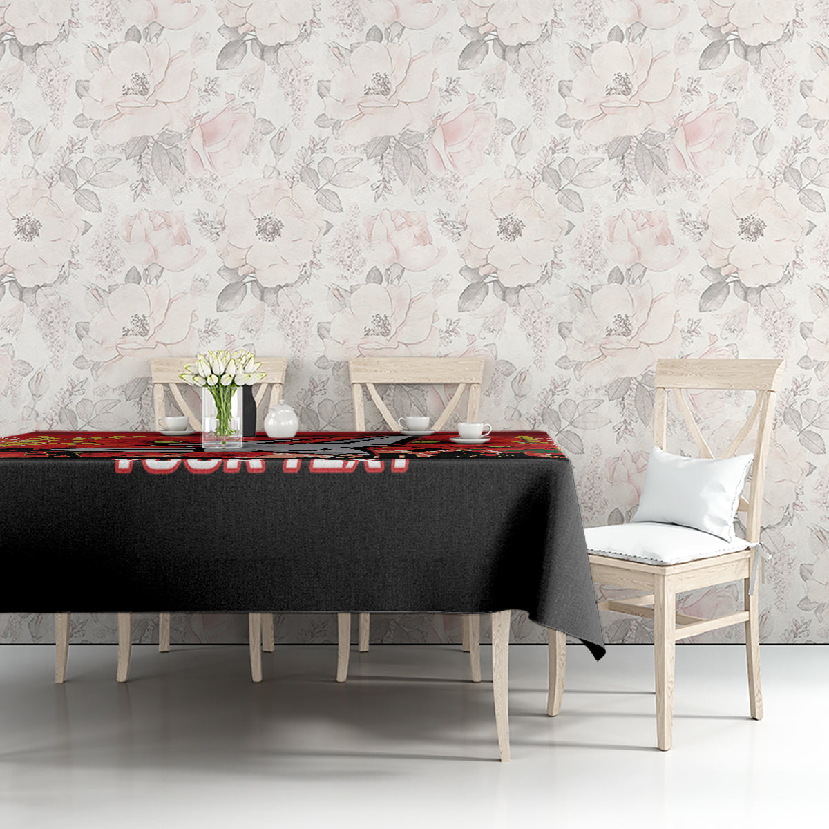 Custom Essendon Football ANZAC Tablecloth Gallipoli Camouflage With Poppies