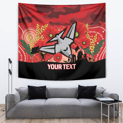 Custom Essendon Football ANZAC Tapestry Gallipoli Camouflage With Poppies