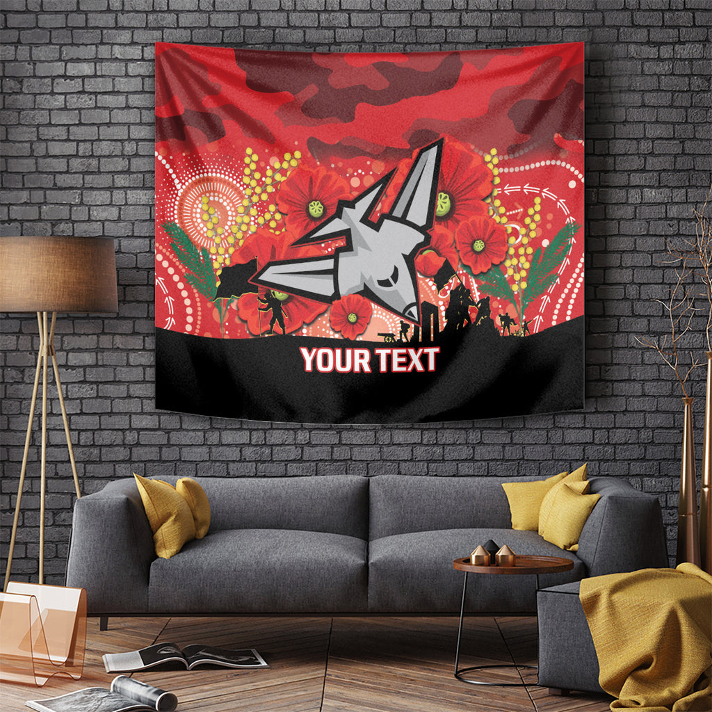 Custom Essendon Football ANZAC Tapestry Gallipoli Camouflage With Poppies