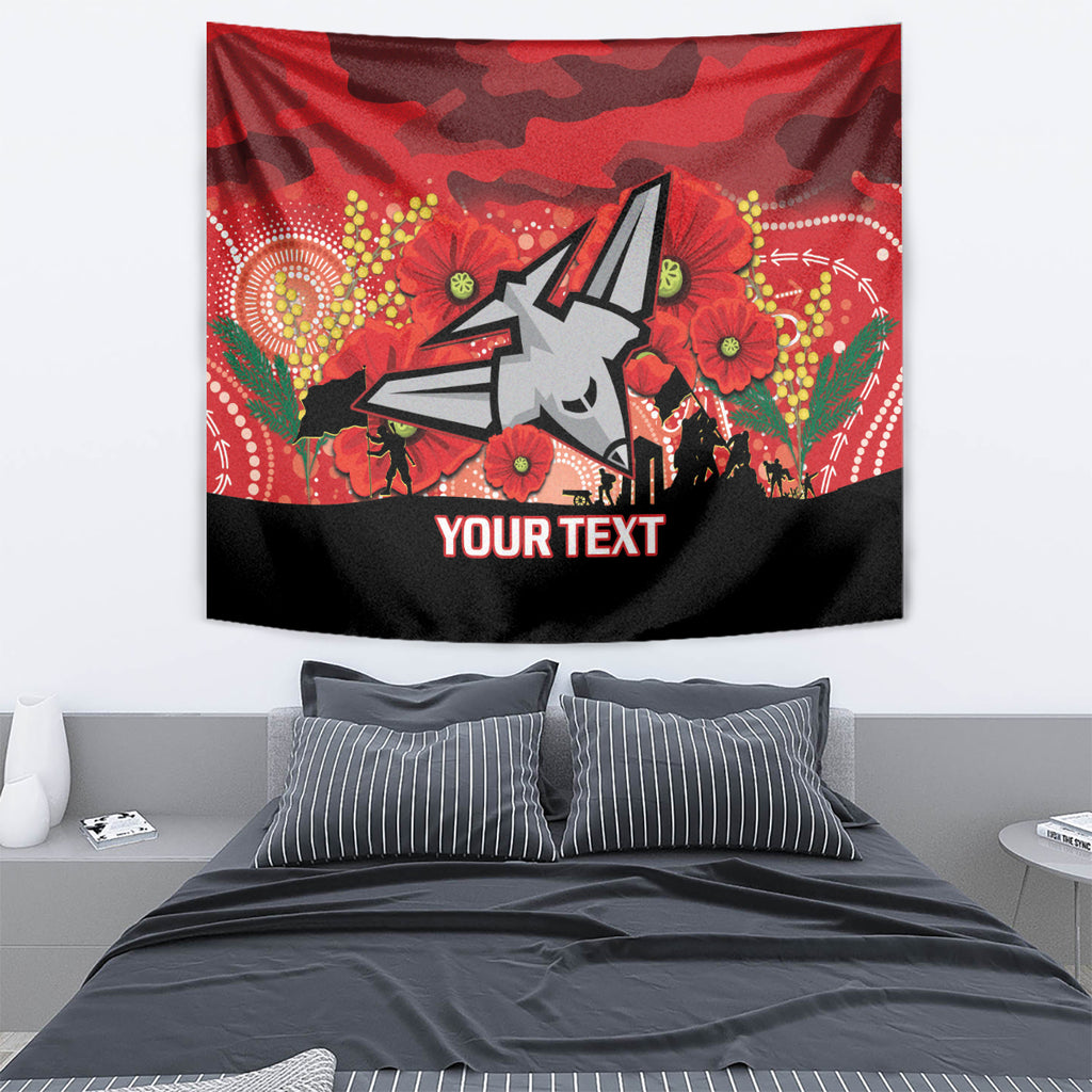 Custom Essendon Football ANZAC Tapestry Gallipoli Camouflage With Poppies