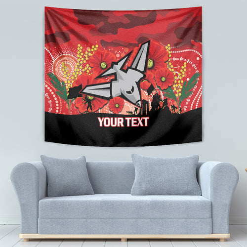 Custom Essendon Football ANZAC Tapestry Gallipoli Camouflage With Poppies