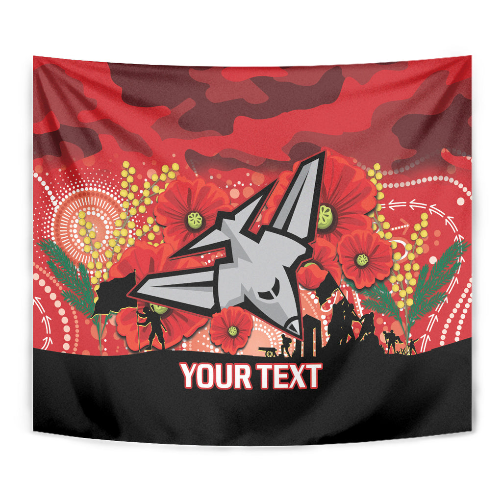 Custom Essendon Football ANZAC Tapestry Gallipoli Camouflage With Poppies