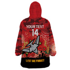 Custom Essendon Football ANZAC Wearable Blanket Hoodie Gallipoli Camouflage With Poppies