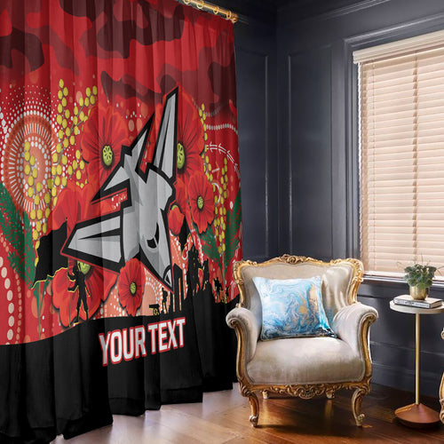 Custom Essendon Football ANZAC Window Curtain Gallipoli Camouflage With Poppies
