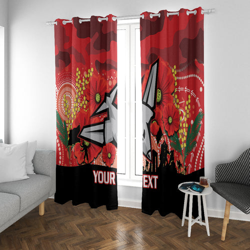 Custom Essendon Football ANZAC Window Curtain Gallipoli Camouflage With Poppies