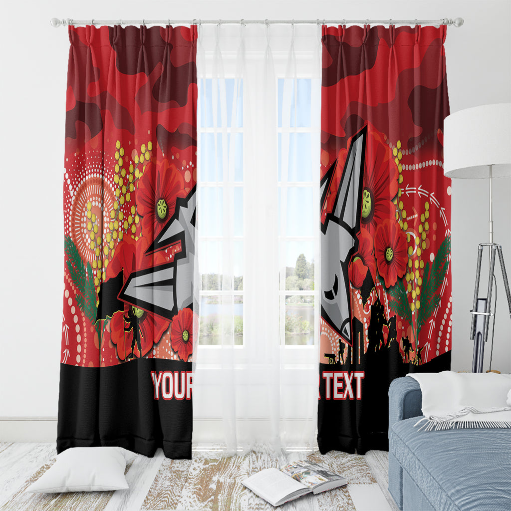 Custom Essendon Football ANZAC Window Curtain Gallipoli Camouflage With Poppies