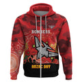 Custom Essendon Football ANZAC Zip Hoodie Gallipoli Camouflage With Poppies