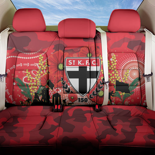 Custom St Kilda Football ANZAC Back Car Seat Cover Gallipoli Camouflage With Poppies