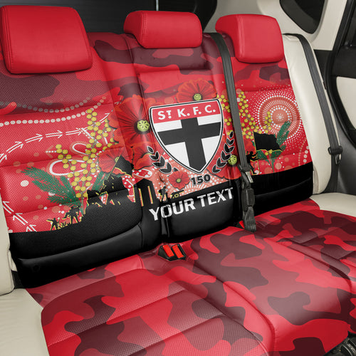 Custom St Kilda Football ANZAC Back Car Seat Cover Gallipoli Camouflage With Poppies