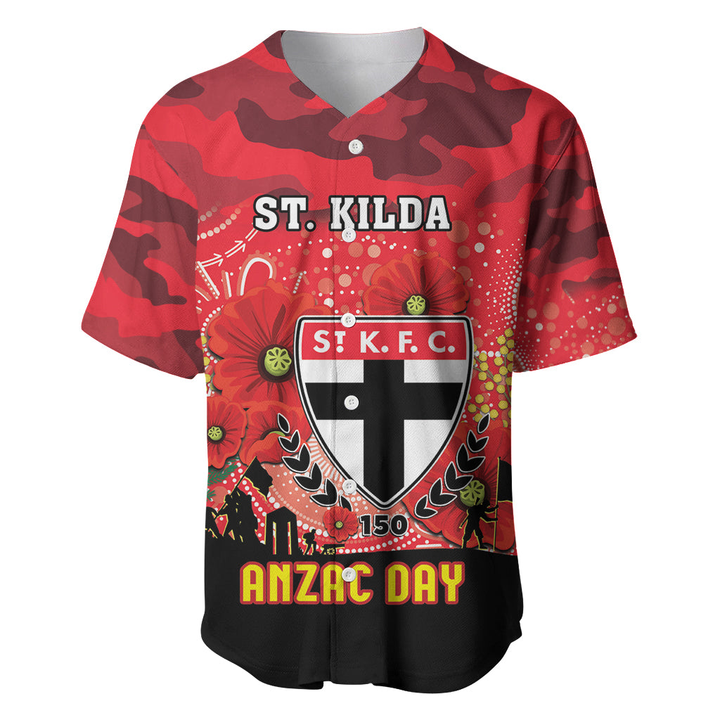 Custom St Kilda Football ANZAC Baseball Jersey Gallipoli Camouflage With Poppies