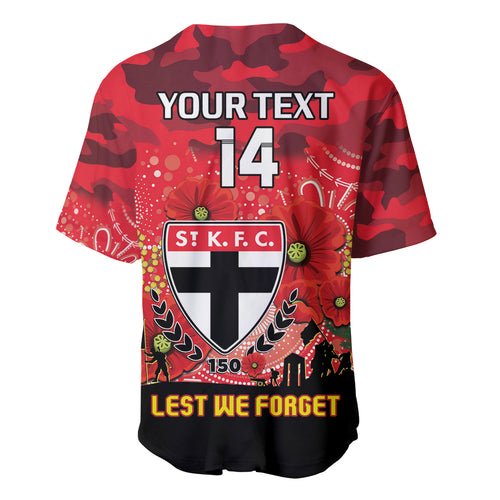 Custom St Kilda Football ANZAC Baseball Jersey Gallipoli Camouflage With Poppies