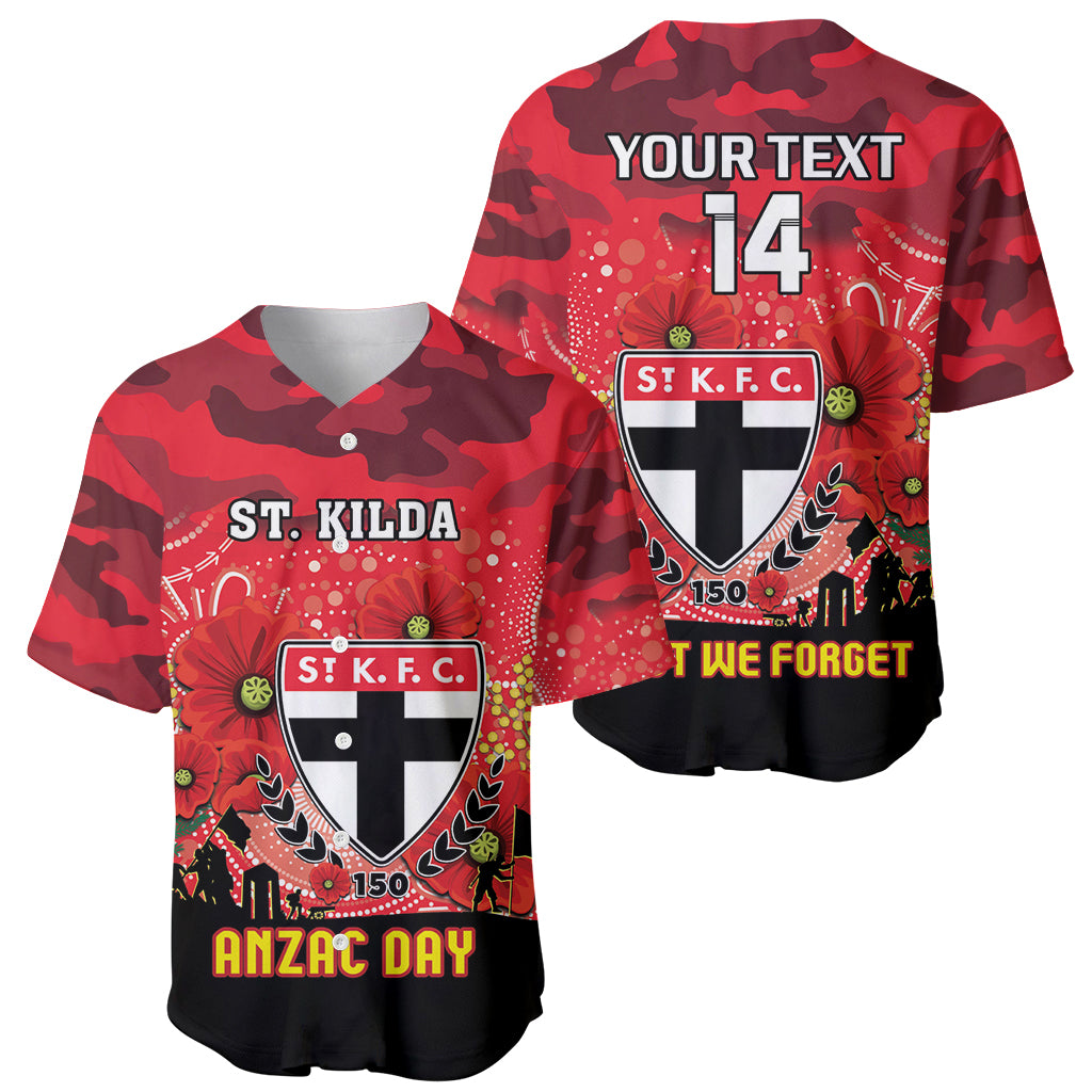 Custom St Kilda Football ANZAC Baseball Jersey Gallipoli Camouflage With Poppies