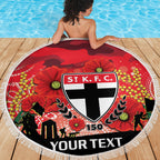 Custom St Kilda Football ANZAC Beach Blanket Gallipoli Camouflage With Poppies