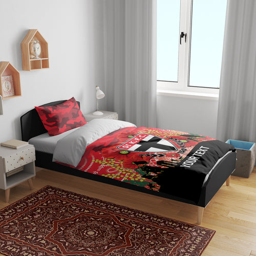 Custom St Kilda Football ANZAC Bedding Set Gallipoli Camouflage With Poppies