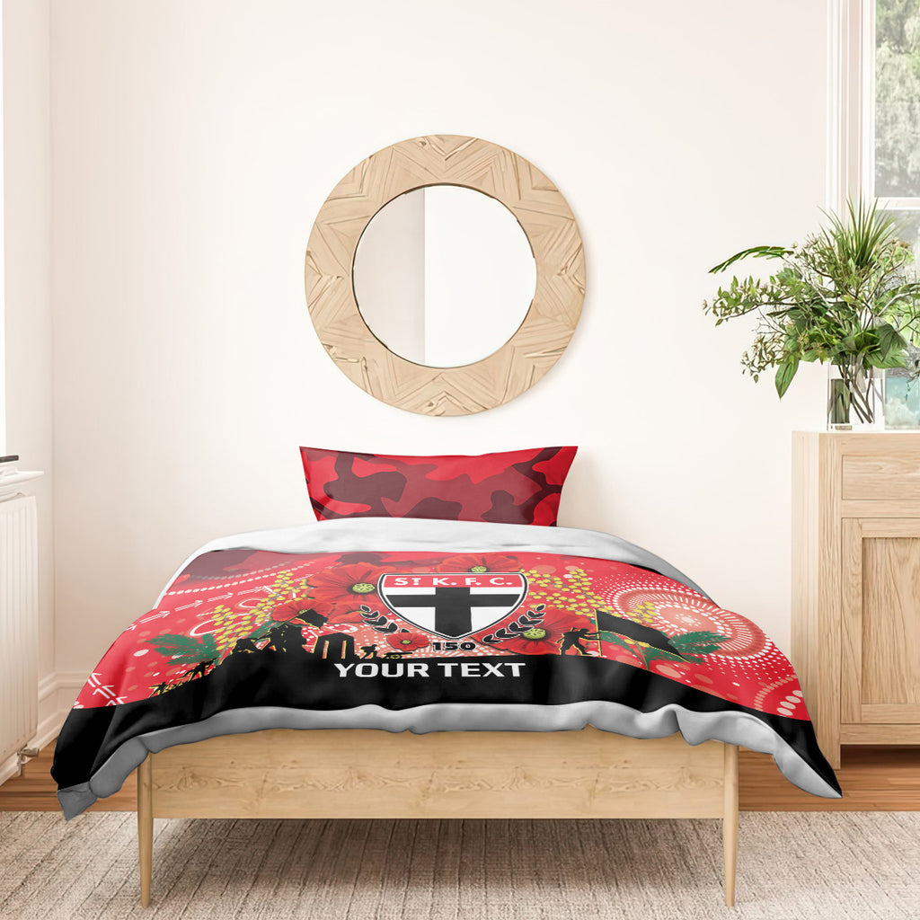 Custom St Kilda Football ANZAC Bedding Set Gallipoli Camouflage With Poppies