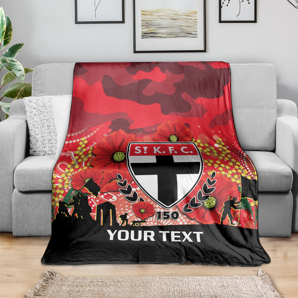 Custom St Kilda Football ANZAC Blanket Gallipoli Camouflage With Poppies