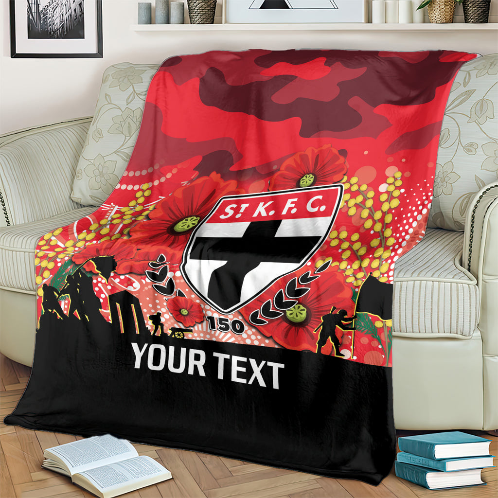 Custom St Kilda Football ANZAC Blanket Gallipoli Camouflage With Poppies