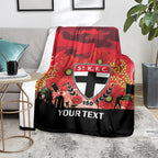 Custom St Kilda Football ANZAC Blanket Gallipoli Camouflage With Poppies
