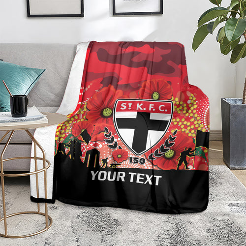 Custom St Kilda Football ANZAC Blanket Gallipoli Camouflage With Poppies