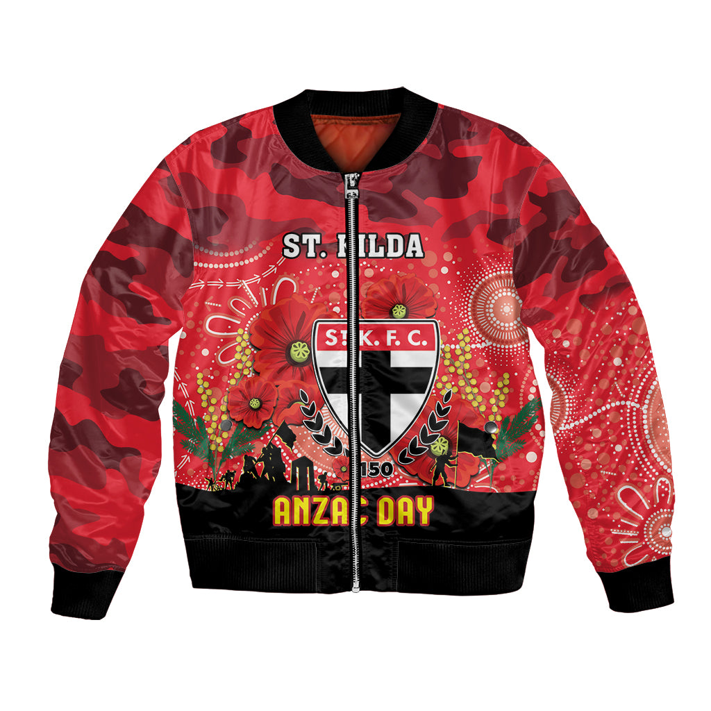 Custom St Kilda Football ANZAC Bomber Jacket Gallipoli Camouflage With Poppies