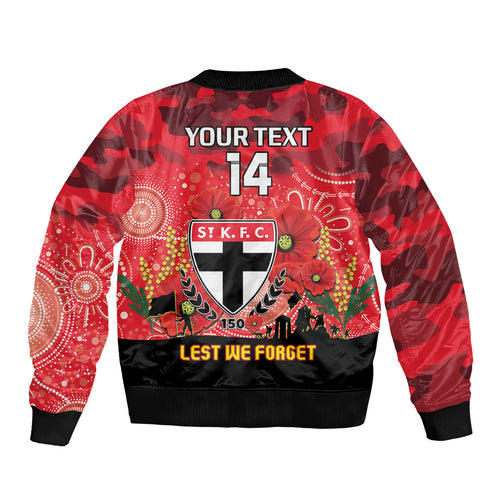 Custom St Kilda Football ANZAC Bomber Jacket Gallipoli Camouflage With Poppies