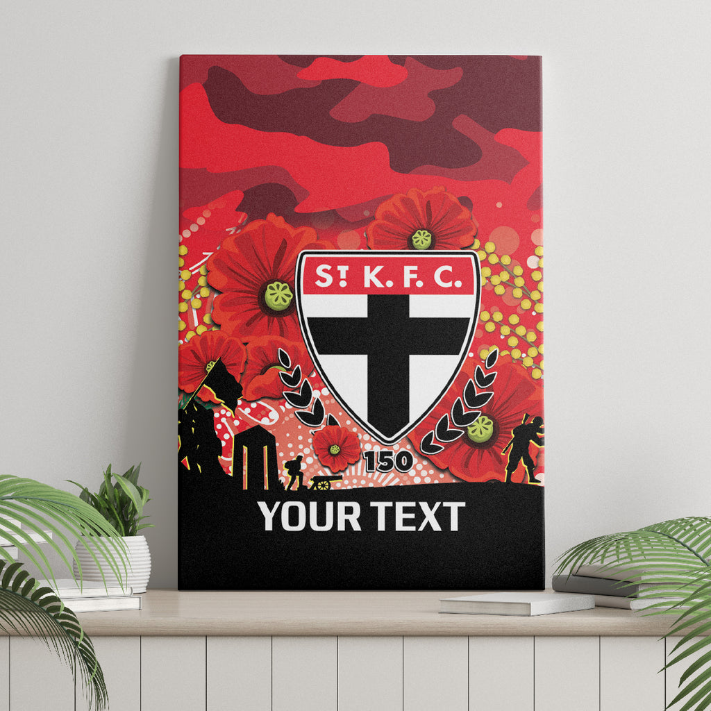 Custom St Kilda Football ANZAC Canvas Wall Art Gallipoli Camouflage With Poppies