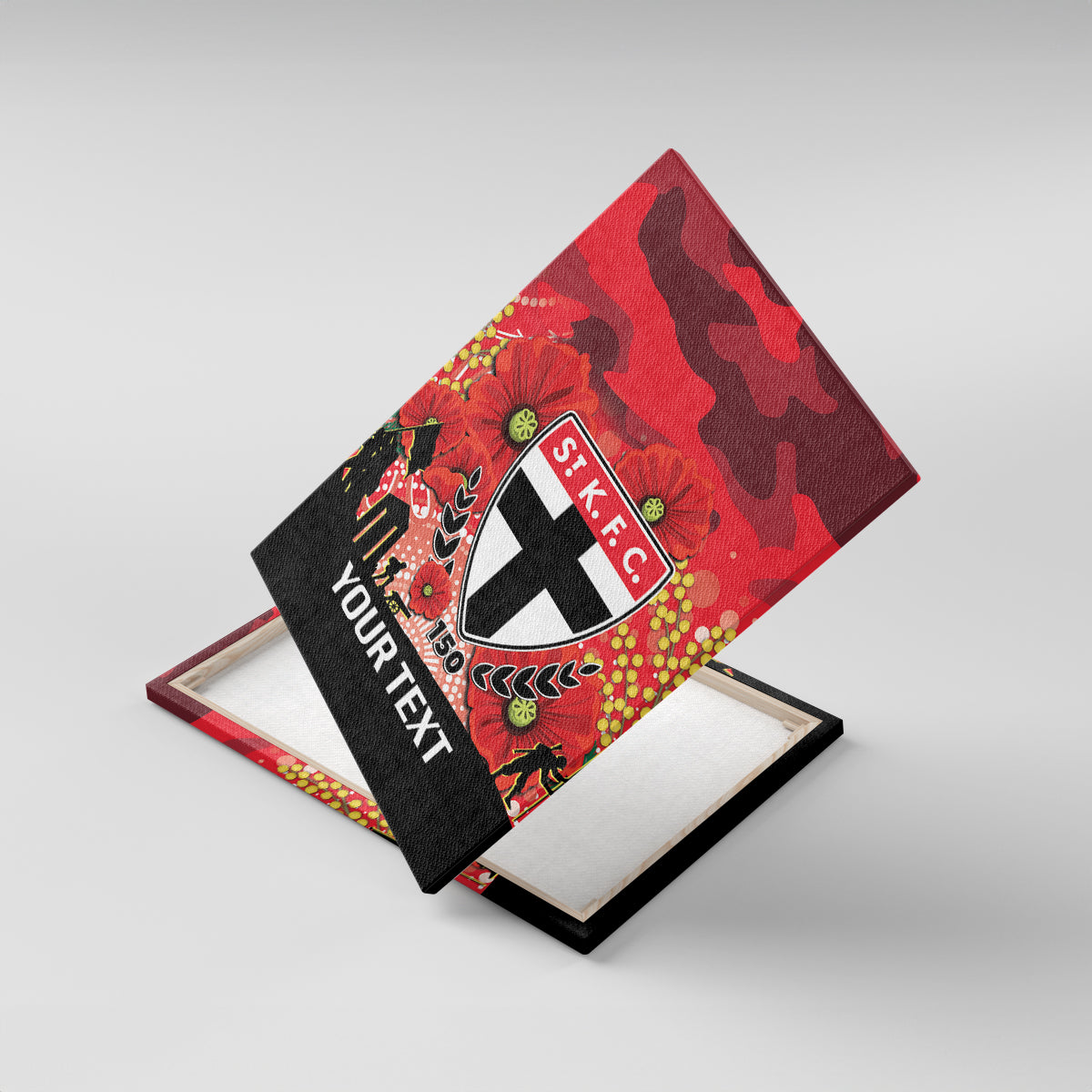 Custom St Kilda Football ANZAC Canvas Wall Art Gallipoli Camouflage With Poppies