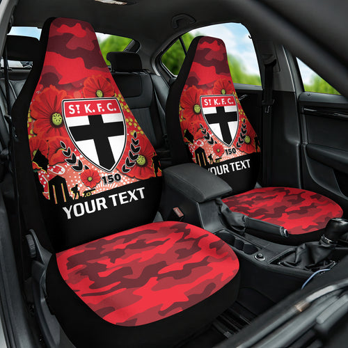Custom St Kilda Football ANZAC Car Seat Cover Gallipoli Camouflage With Poppies