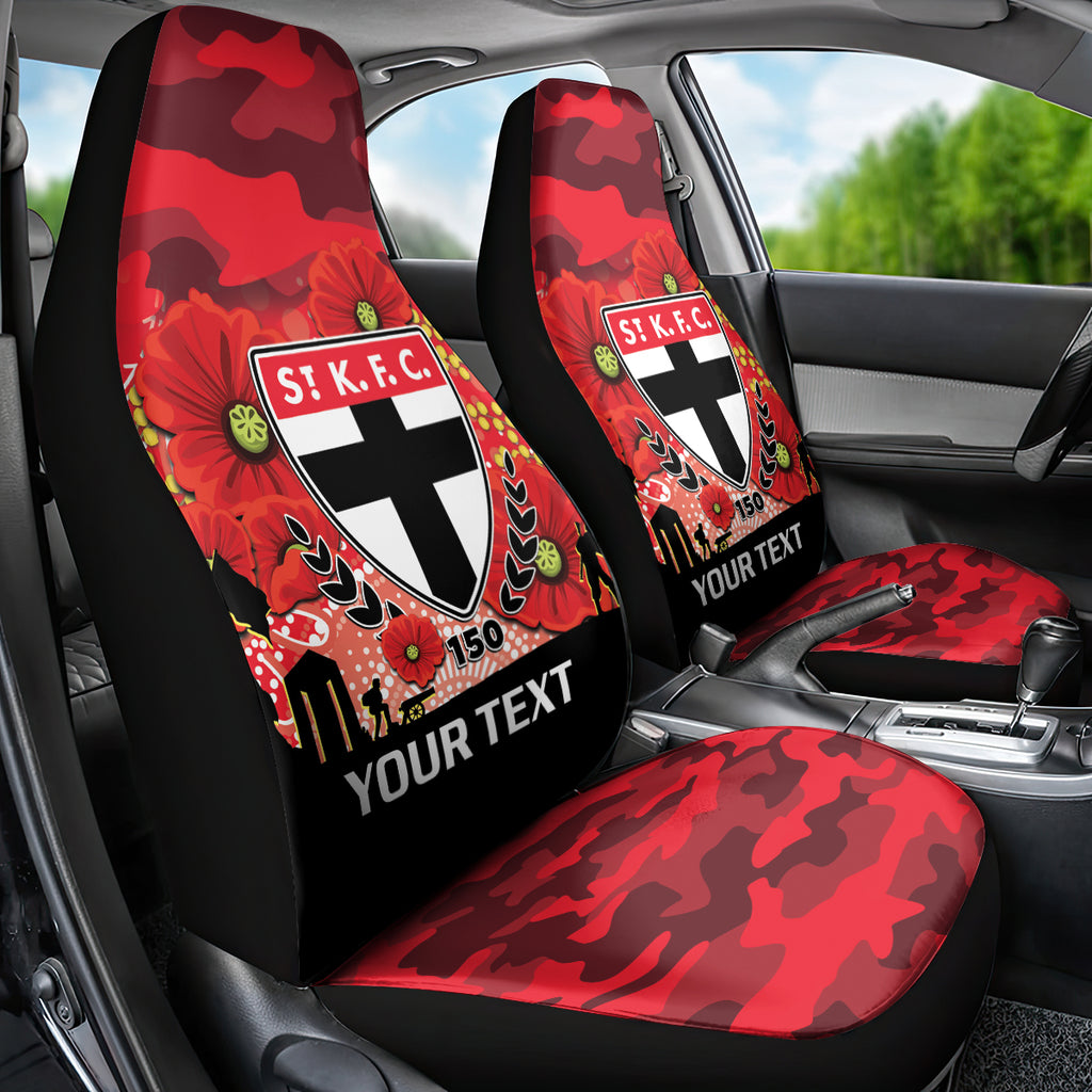 Custom St Kilda Football ANZAC Car Seat Cover Gallipoli Camouflage With Poppies