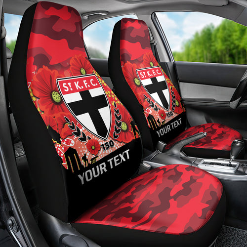 Custom St Kilda Football ANZAC Car Seat Cover Gallipoli Camouflage With Poppies